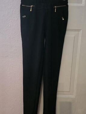 XJ BOOST - One Size Womens Black Dress Pants with Zip Detail